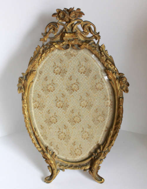 Antique French Empire Ormolu, Gilt Bronze Standing Picture Frame by PVMM Paris