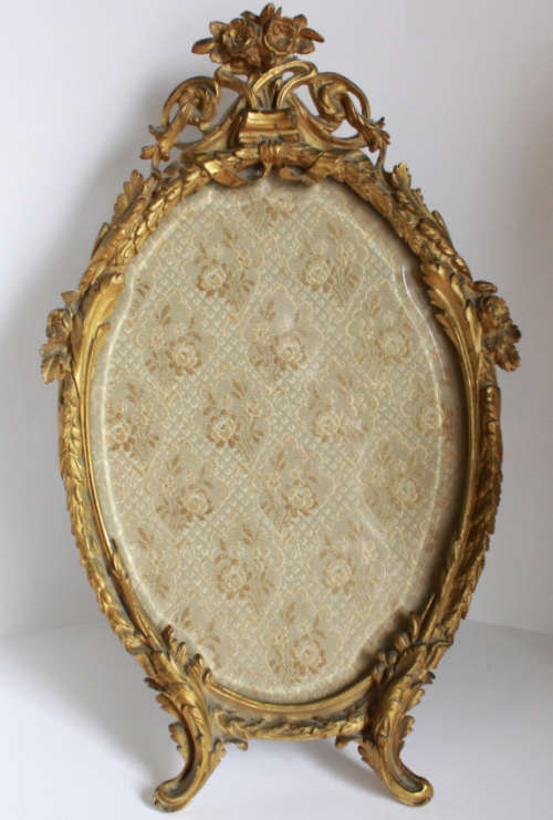 Antique French Empire Ormolu, Gilt Bronze Standing Picture Frame by PVMM Paris