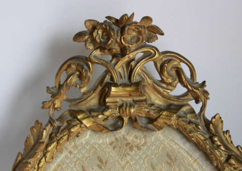 Antique French Empire Ormolu, Gilt Bronze Standing Picture Frame by PVMM Paris