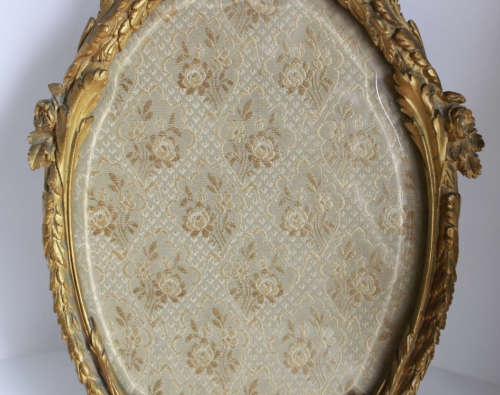 Antique French Empire Ormolu, Gilt Bronze Standing Picture Frame by PVMM Paris