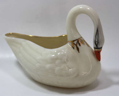 Vintage Belleek Swan Parian Figurine