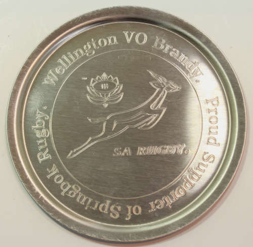 Set of 10 x Wellington VO Brandy SA Rugby Stainless Steel Coasters