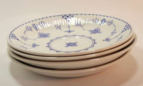 Set of 4 Furnivals Denmark Blue Bouillon Cup Underplates