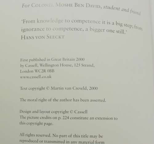 The Art Of War - War and Military Thought by Martin van Creveld Hardcover Book