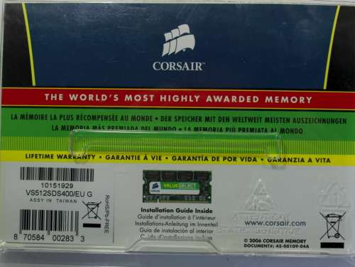 Legacy Corsair Value Select Notebook Memory 512MB DDR1 400MHz