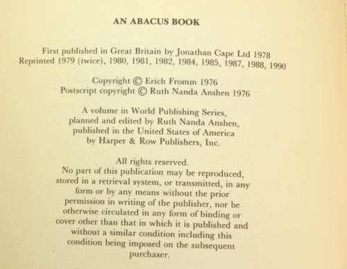 To Have Or To Be? by Erich Fromm Softcover Book