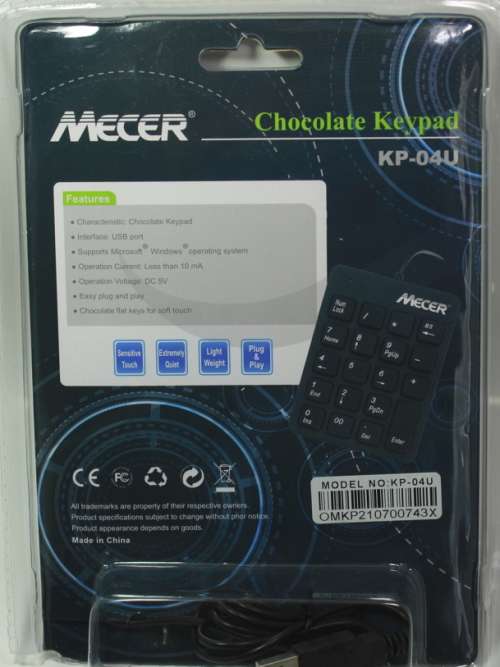 Mecer Chocolate Numeric Keypad USB KP-04U
