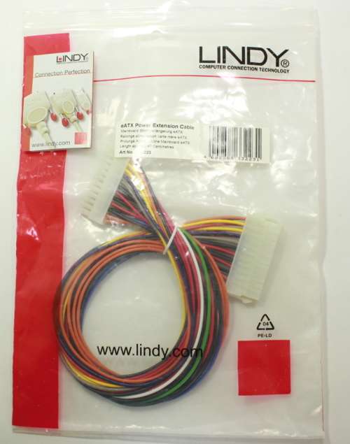 Lindy 24 Pin 40cm Computer Mainboard eATX Power Extension Cable No. 33223