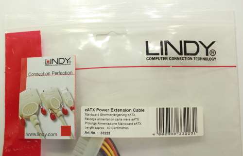 Lindy 24 Pin 40cm Computer Mainboard eATX Power Extension Cable No. 33223