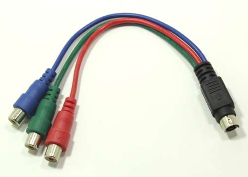7 Pin S-Video Male to RCA x3 Female RGB Jacks 0.2m Cable