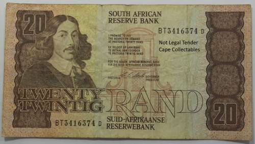 South Africa 20 Rand Bank Note 1990 Stals Circulated VF