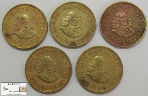 South Africa 1/2 Cent 1961 x 5 Coins VF20 Circulated