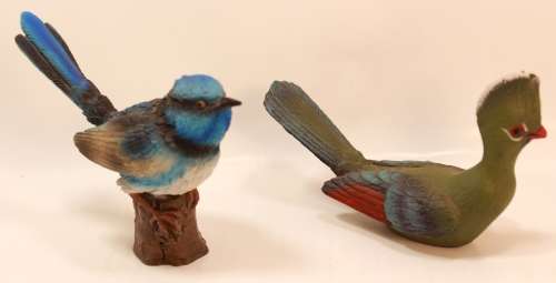 Small Bluebird and Knysna Loerie, Pair of Ornamental Figurines