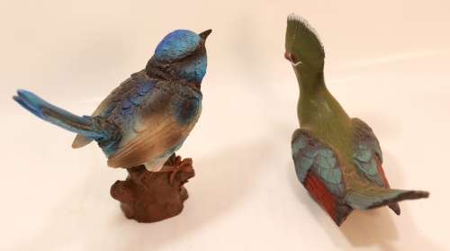 Small Bluebird and Knysna Loerie, Pair of Ornamental Figurines