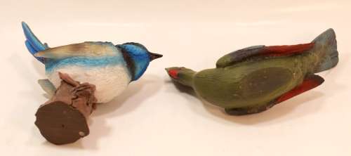 Small Bluebird and Knysna Loerie, Pair of Ornamental Figurines