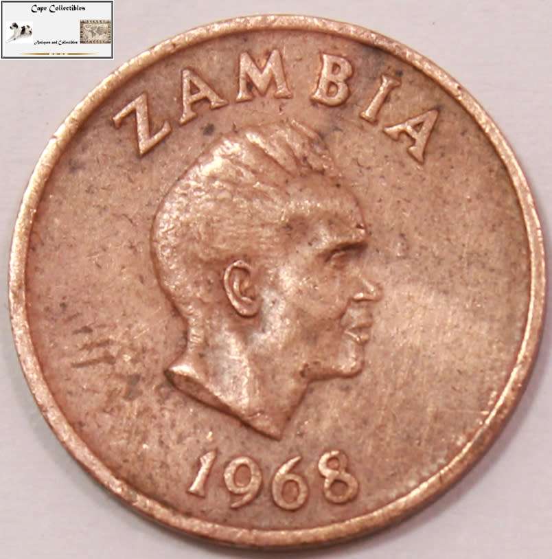 Zambia 1 Ngwee Coin 1968 Coin VF20 Circulated