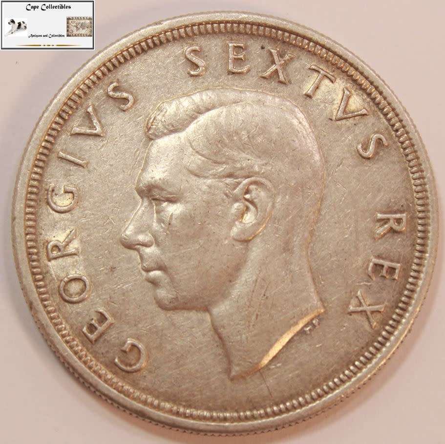 South Africa 5 Shillings 1948 Coin XF40 `Springbok` Circulated