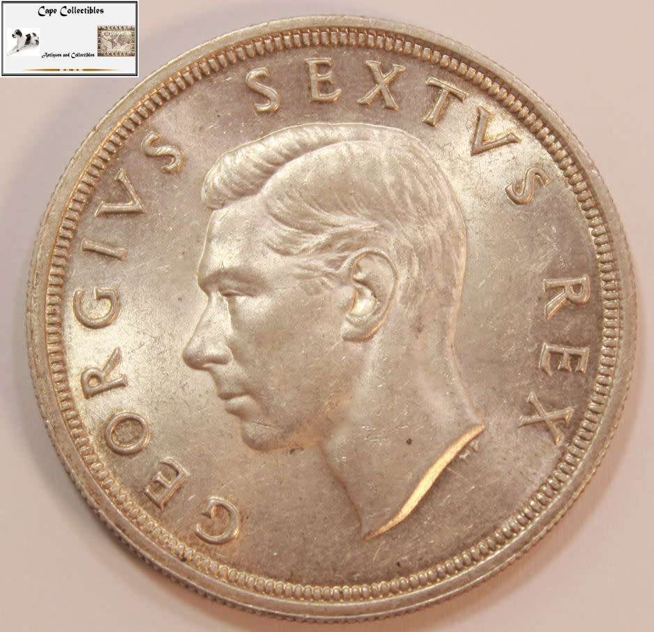 South Africa 5 Shillings 1948 Coin XF40 `Springbok` Circulated