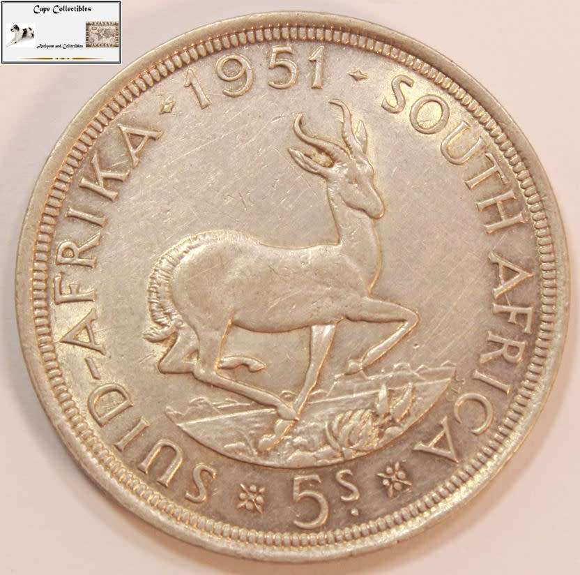 South Africa 5 Shillings 1951 Coin`Springbok` Circulated