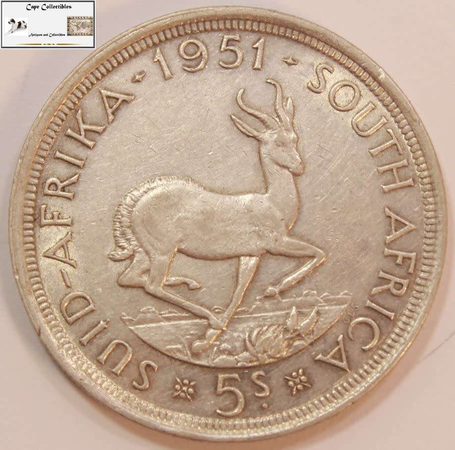 South Africa 5 Shillings 1951 Coin`Springbok` Circulated