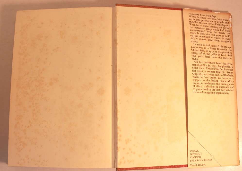 Cloak Without Dagger by Sir Percy Sillitoe KBE Dir Gen of MI5 Hardcover Book