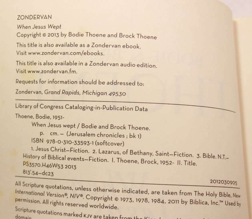 When Jesus Wept Jerusalem Chronicles Book 1 by Bodie & Brock Thoene Softcover Book