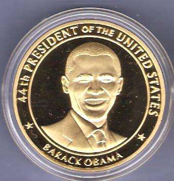 BARACK OBAMA 44th PRESIDENT 24KT GOLD COIN NEW HTF
