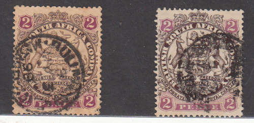 BSAC 1896 2d FINE USED DOT & NO DOT SACC 30 & 40