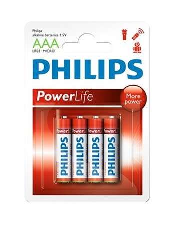 Philips Power Alkaline AAA Battery Pack (4-Pack)