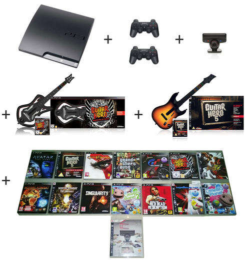 Sony Playstation (PS3) 250GB + 2 Guitar Hero + 2 Remotes + Eye Toy + 14 Games - Worth Over R10,000!