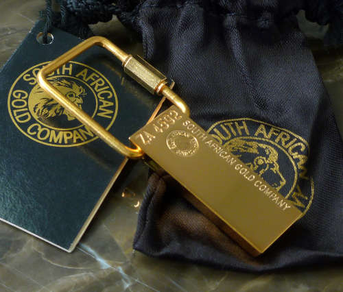 South African Gold Company 24 Karat Gold Bar Keyring / Keychain ~ Great Unisex Gift.