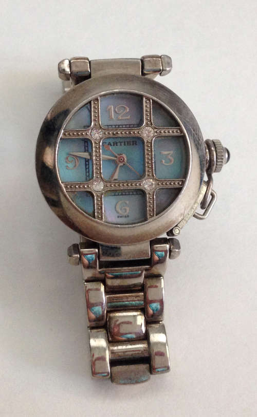 Vintage Designer Cartier Bille Pasha Argent .925 Silver Ladies Dress Watch As Found.