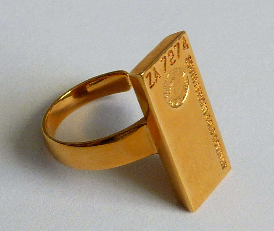 South African Gold Company `Gold Bullion Collection` 24Kt Gold Bar Ring - Great Gift Idea!