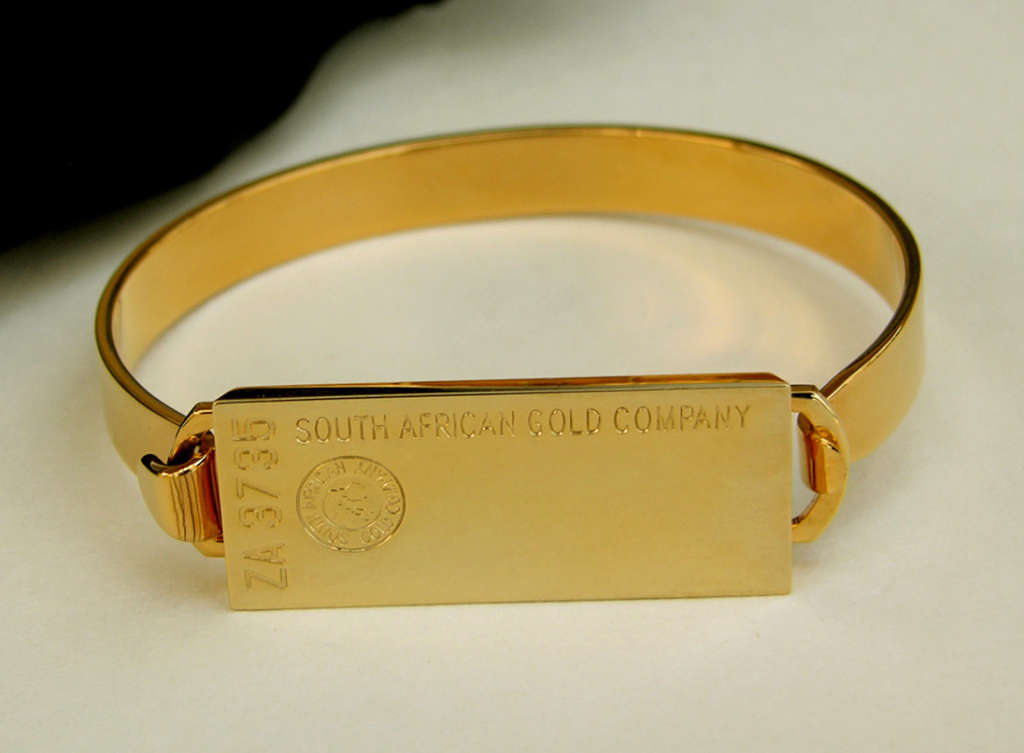 SOUTH AFRICAN GOLD COMPANY 24Kt GOLD BAR BANGLE - BRACELET - GREAT GIFT IDEA!