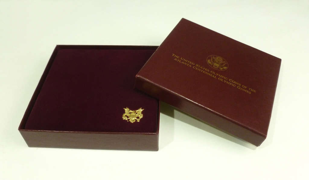 1996 Atlanta Olympics Proof Set with Two Silver Dollars & One-Half Dollar in Original Box and COA.