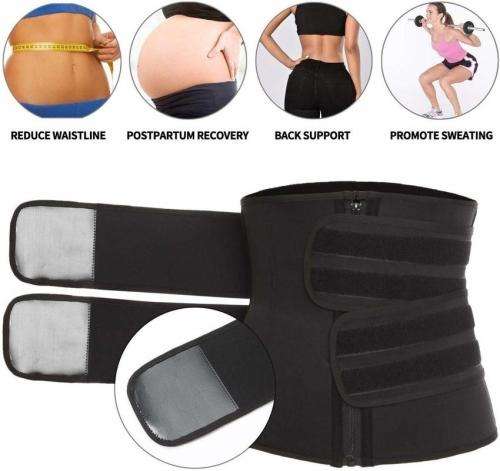 Women Waist Trainer Body Shaper Slimmer Sweat Belt Tummy Control Band-Available in BLACK