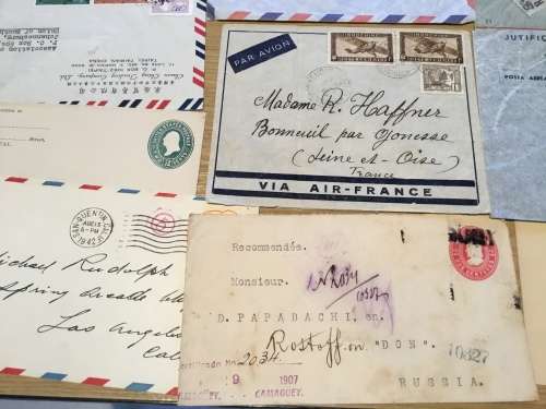 Postal History Cover LOT 31 Items Argentina Indochina USA GB Cabo Verde Denmark Malaya Singapore