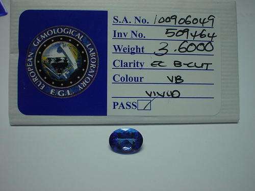3.60ct TANZANITE, EGL CERTIFIED, EYE CLEAN, VIVID!!!