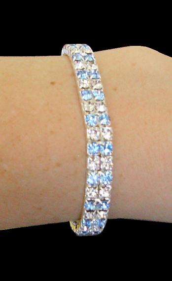 Stunning Bracelet!! Diamond & Tanzanite Look-Alikes set in 2 rows!! 84 Beautiful Stones!!!