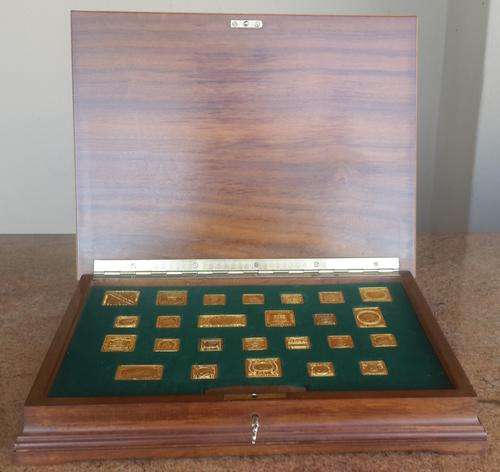 EARLY SA STAMPS REPLICA PROOF SET - GOLD PLATED STERLING SILVER