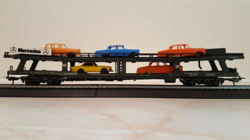 Lima - Double Deck Mercedes Car Carrier c/with cars. (Not Boxed)
