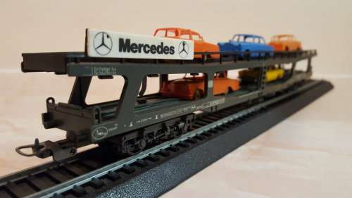 Lima - Double Deck Mercedes Car Carrier c/with cars. (Not Boxed)