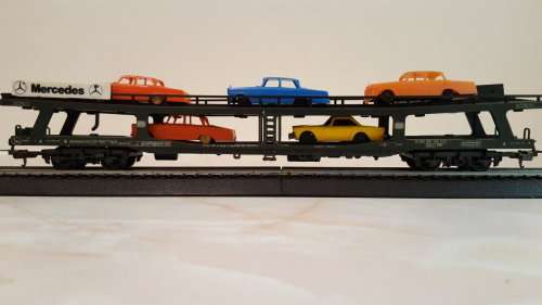 Lima - Double Deck Mercedes Car Carrier c/with cars. (Not Boxed)