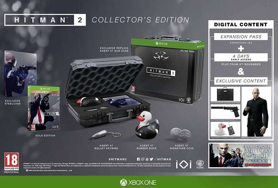 Xbox one game - hitman 2 collector's edition - new