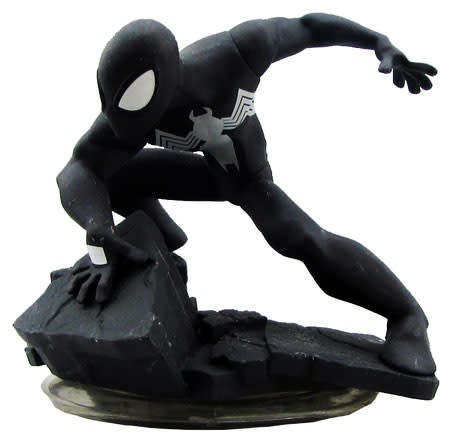 DISNEY INFINITY BLACK SUIT SPIDERMAN 2.0 FIGURE + FREE POWER DISC / CHARACTER (RARE)