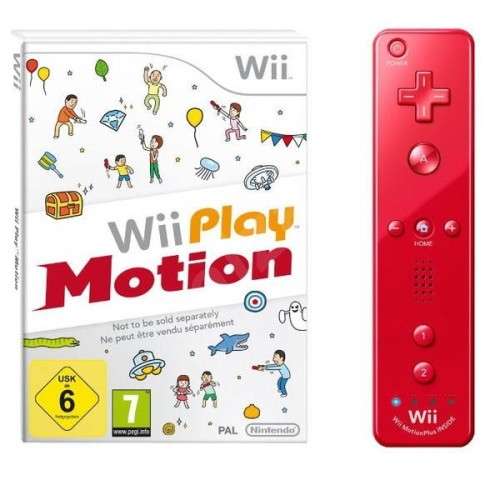 WII PLAY MOTION GAME + RED WII REMOTE WITH BUILTIN MOTION SENSOR BUNDLE GAME FOR WII