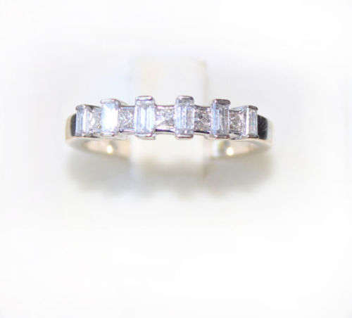 SHIMANSKY 18ct White Gold 1/2 Eternity Princess/Baguette Diamond Ring