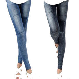 Fashion Jean Style Leggings - Blue, Black