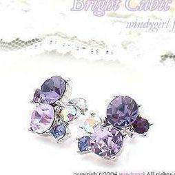 Pink&Purple Cubic Zirconia Studs Earrings