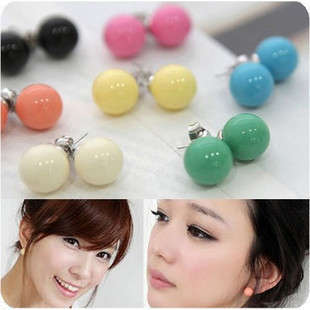 Candy Colour Round Ball Studs Earrings